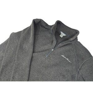 Eddie Bauer Black 1/4 Zip Pullover Fleece Sweatshirt Medium Men's